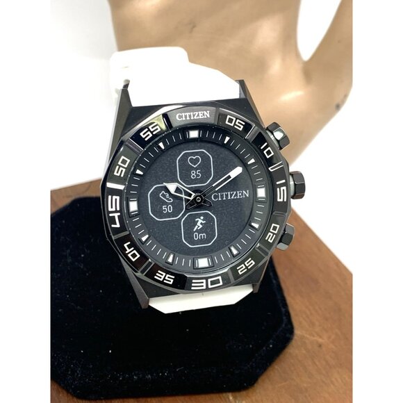 Citizen Mens Watch JY1007-12E CZ Smart Smartwatch Hybrid Black White Rubber 44mm - Picture 13 of 14